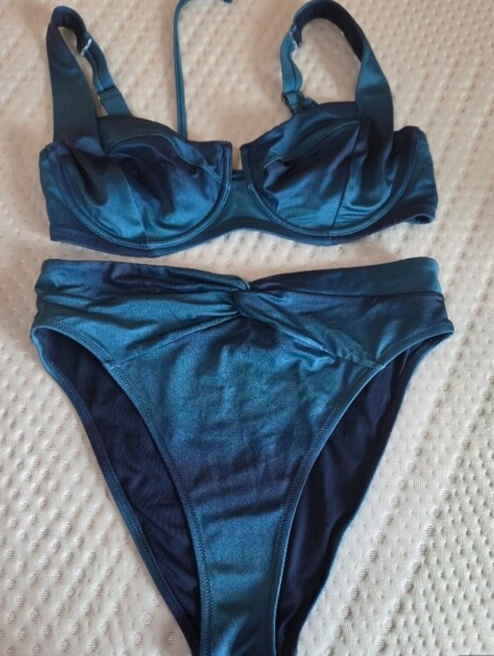 Victoria's Secret Blue Ombre Underwire Swim Top & High Waist Bottoms